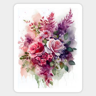 Romantic Rose and Flowers Valentine Wedding Anniversary Bouquet Sticker
